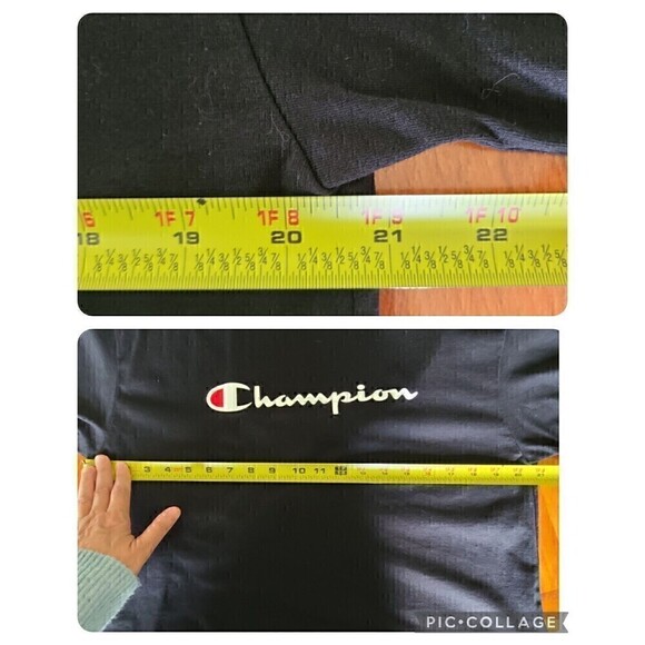 Champion Women Embroidered T-Shirt Tee Shirt Medium New NWT Black Cropped - Picture 9 of 10